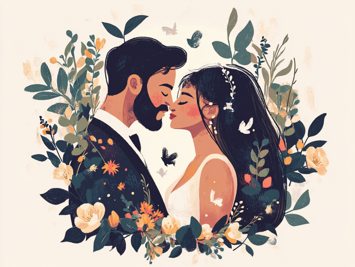 Wedding in Greece AI illustration.