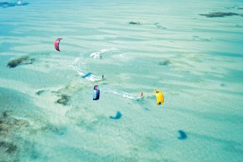 Kite surfers off Zanzibar