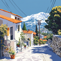 mountain lodging AI illustration