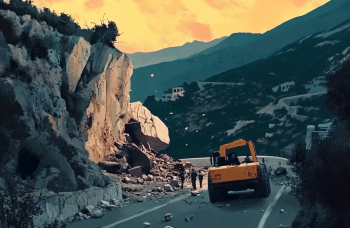 new rockfall in Kourtaliotiko Gorge AI illustration