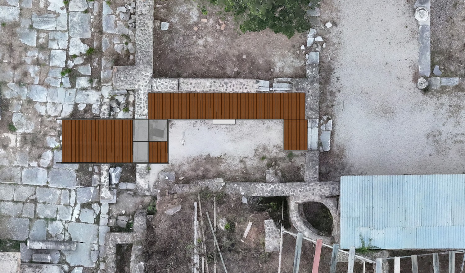 Location of the construction of the corridor at the monument