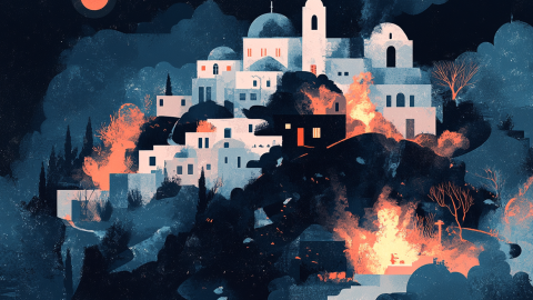 Santorini Earthquakes AI illustration