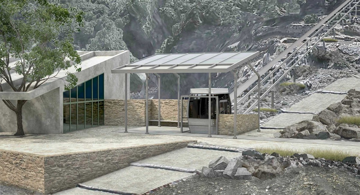View of the Diktaion Andros slope lift at the starting point