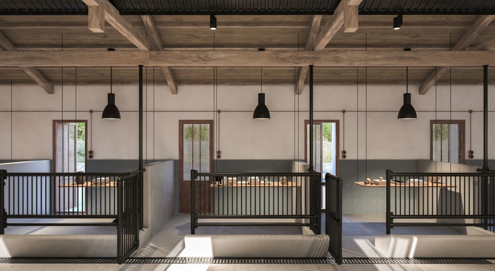 Pigsty Complex interior - 3D rendering.