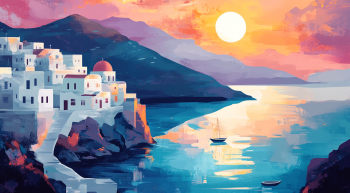 Greek tourism illustration AI