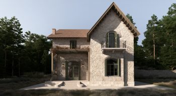 Photorealistic depiction of the restored Aide-de-Camp Building at Tatoi Royal Estate