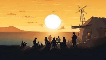Group hotel vs. private villa illustration