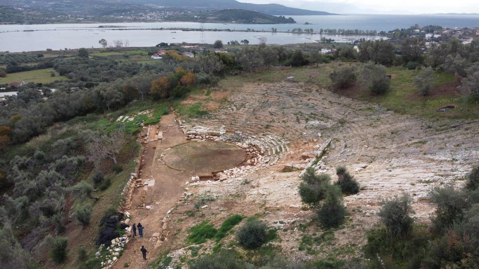 The theater and the view towards the harbor of the ancient city