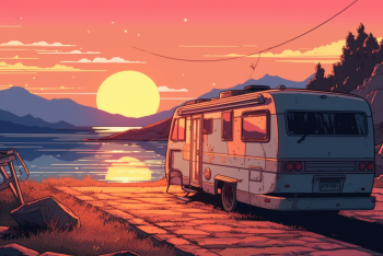 RV tourism AI illustration