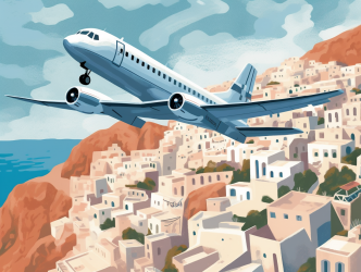 Santorini air arrivals AI illustration