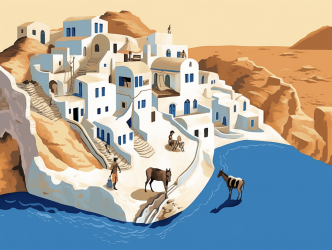 Santorini water overconsumption AI illustration