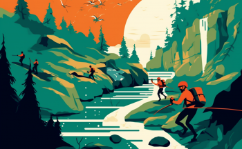 5th Zygaktis River Mountaineering Games AI illustration