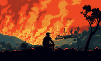 fire season in Crete AI illustration