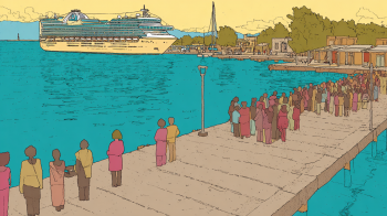 The Crown Iris docked in Agios Nikolaos, Crete, sparking protests over its Israeli passengers.
