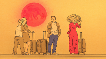 russian tourists in vietnam AI illustration