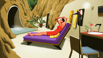 underground hotels AI illustration
