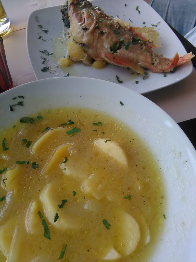 Kakavia fish soup in a restaurant in Matala