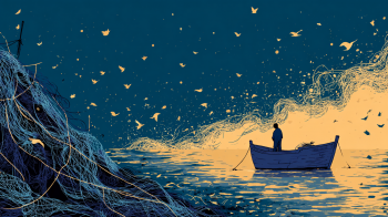 Lesvos ghost nets AI illustration