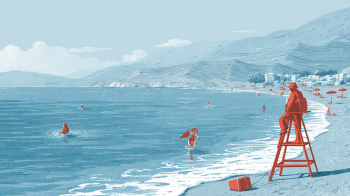 Off-duty lifeguard Thodoris Konstantinidis rescued five swimmers from drowning in Agia Marina, Crete, after they ignored a red flag warning.