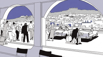 Santorini airport arrivals decline AI illustration