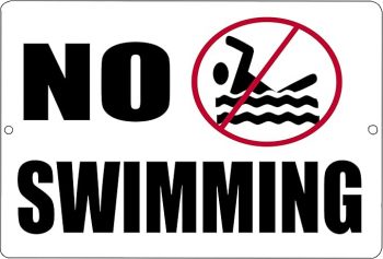 swimming prohibited sign