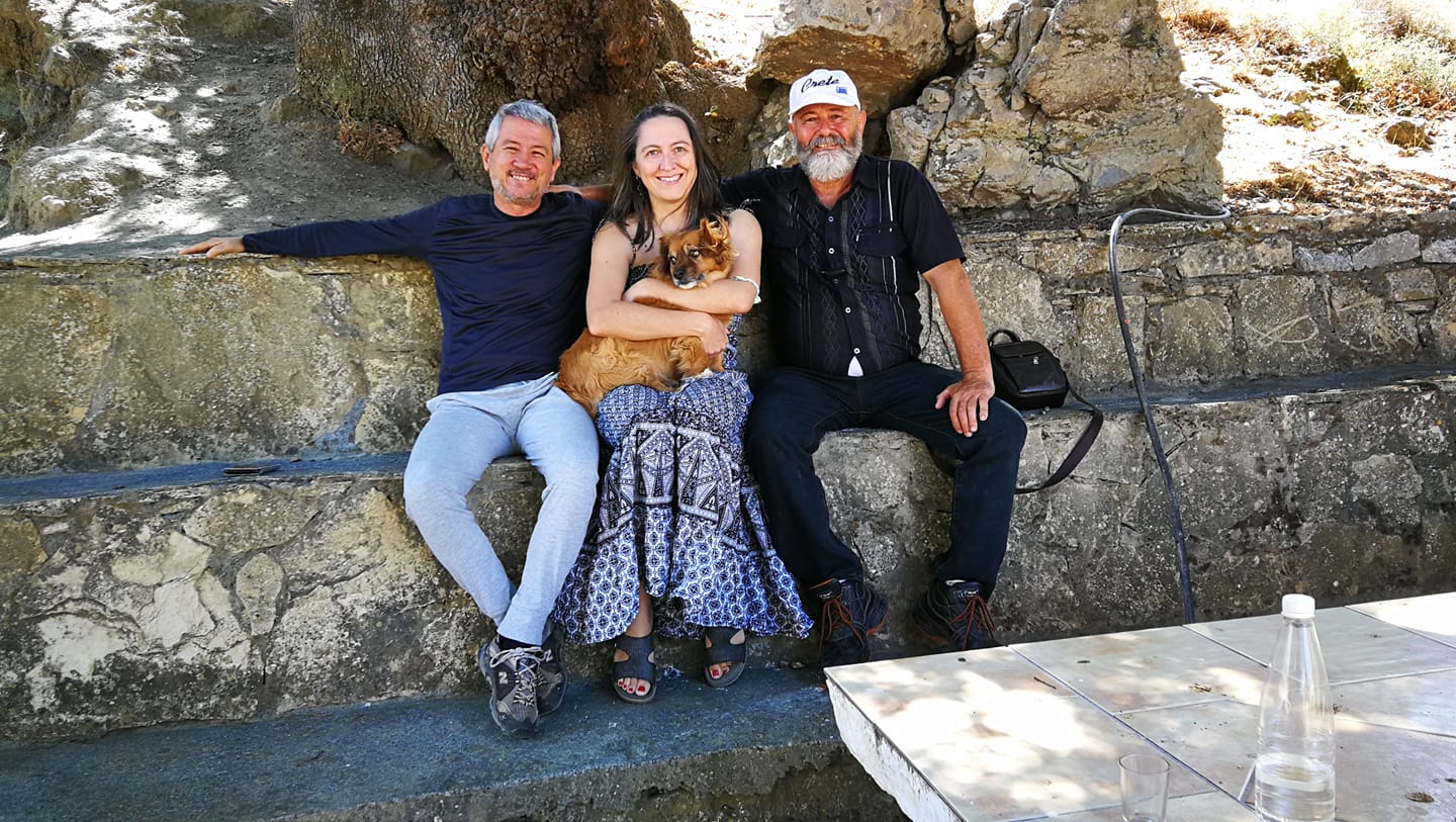 With Kostas Karatzis in the Cretan mountains — friendship rooted in shared love for the land.