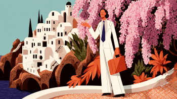 Greece travel balance AI illustration