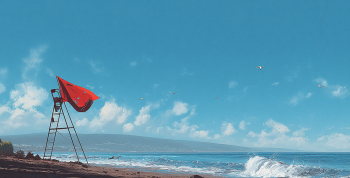 German tourist drowned red flag do not swim AI illustration