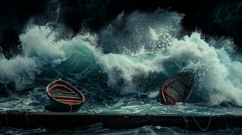 Karave Port Gavdos refugees details AI illustration