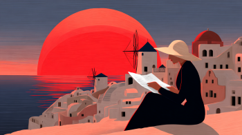 Greek travel agencies AI illustration