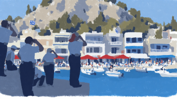 Hersonissos police reinforcements AI illustration MidJourney