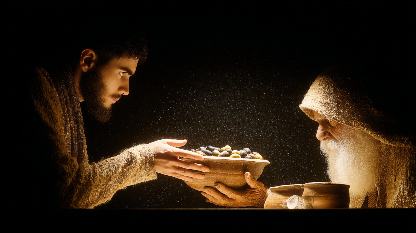 Philoxenia as fear of the gods illustration. 