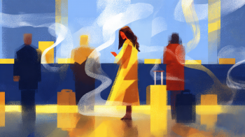 bag drop and airport check-in AI illustration