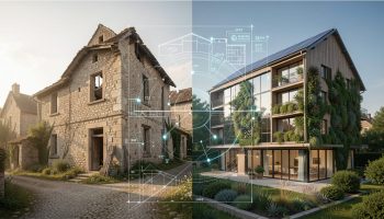 low carbon hotel renovation LCBI AI illustration