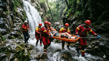 AI illustration hiker rescued