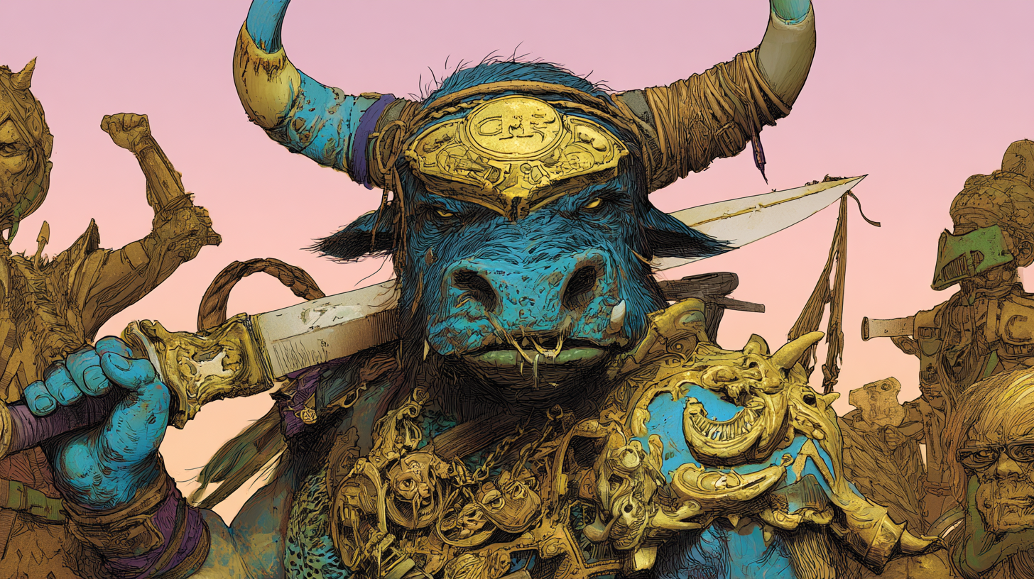 Cretaland minotaur AI illustration