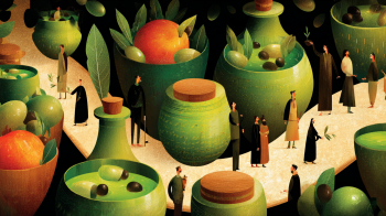 Greek olive oil market AI illustration