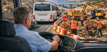 tourist buses Crete VOAK delays AI illustration