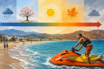 Crete lifeguard season AI illustration.
