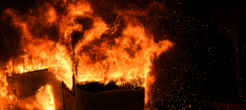 bus fire AI illustration
