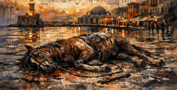 horse abuse Chania AI illustration