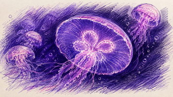 purple jellyfish AI illustration
