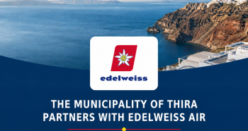 Santorini Edelweiss Air banner