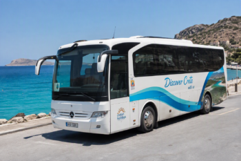 Cretan tourist bus AI illustration